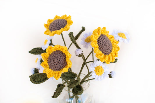 Small Sunflower and Daisies